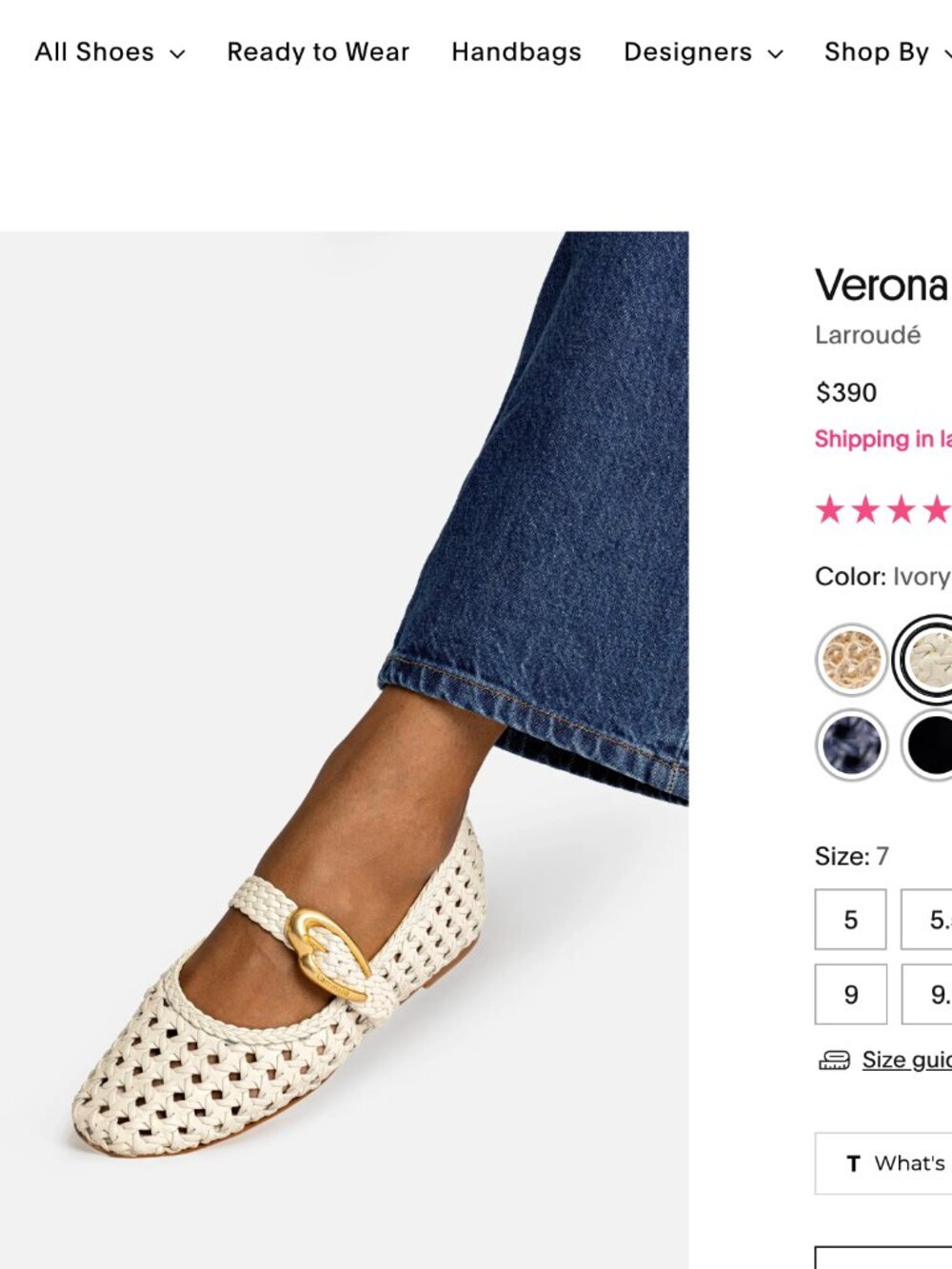 Larroude Cream Woven Mary Jane Flats with Gold Buckles - Picture 10 of 10